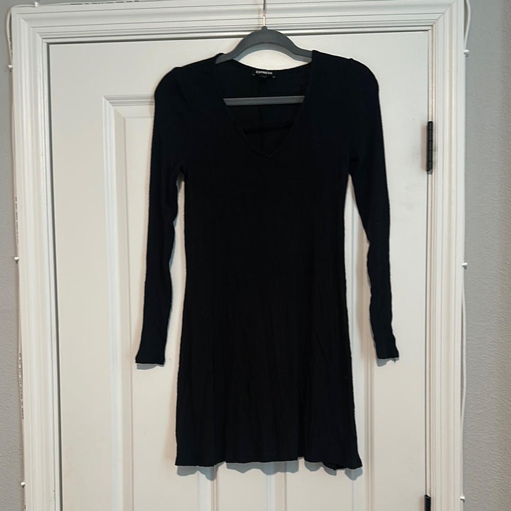 Express Black Long Sleeve Sheath Dress